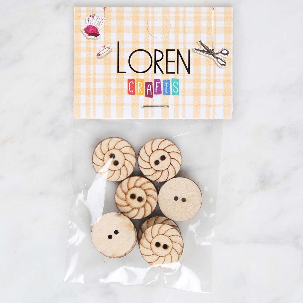 Loren Crafts 8'li Ahşap Düğme Çizgi Baskılı - 1761